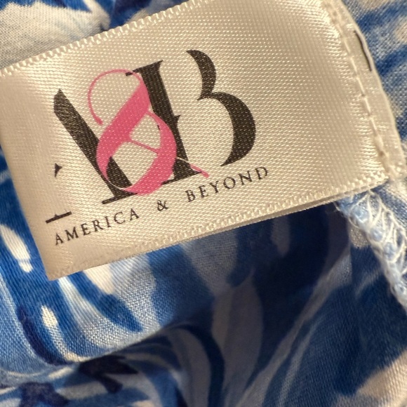 America & Beyond Tropical Dress with Lace and Pom Pom Trim Beach Summer Resort - Picture 11 of 12